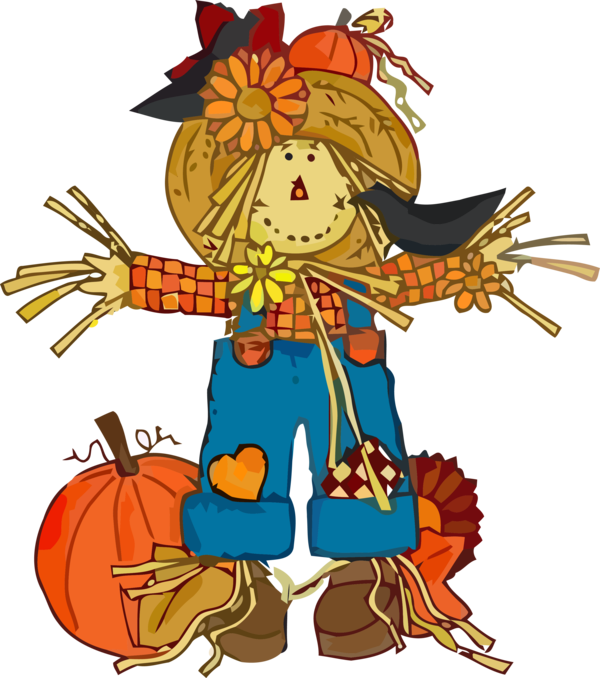 Transparent Thanksgiving Cartoon trick-or-treat Scarecrow for Thanksgiving Pumpkin for Thanksgiving