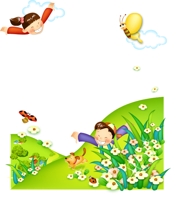 Transparent Child Cartoon Childrens Day Meadow Petal for International Childrens Day
