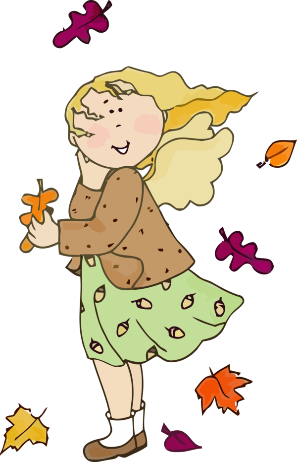 Transparent Thanksgiving Cartoon Leaf Playing with kids for Fall Leaves for Thanksgiving