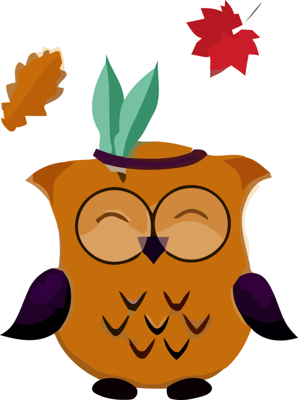 Transparent Thanksgiving Cartoon Owl Leaf for Thanksgiving Owl for Thanksgiving