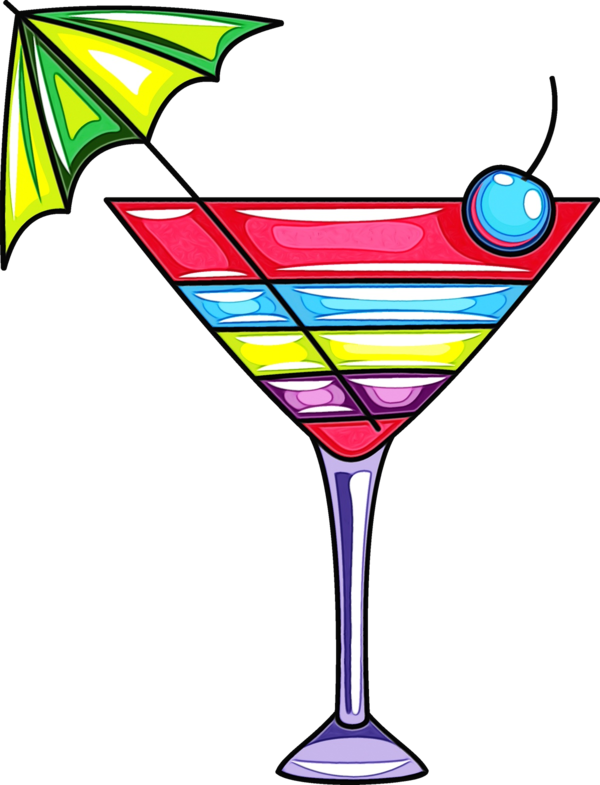 Transparent Martini Pink Lady Cocktail Martini Glass Drink for New Year