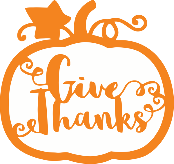 Transparent Thanksgiving Text Orange Font for Give Thanks for Thanksgiving