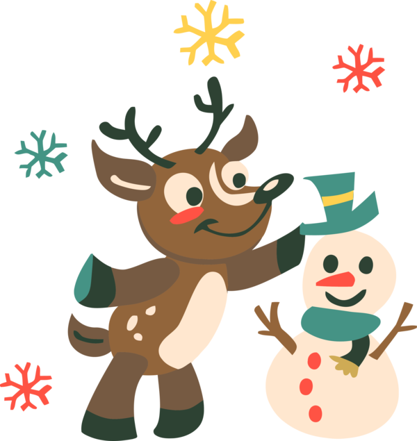 Transparent Christmas Cartoon Deer Reindeer for Merry Christmas for Christmas
