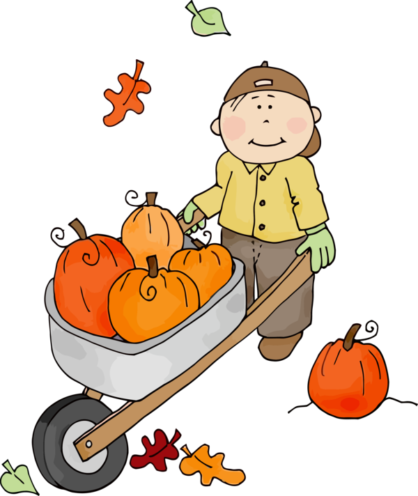 Transparent Thanksgiving Cartoon Orange Child for Thanksgiving Pumpkin for Thanksgiving