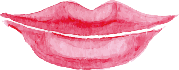 Transparent Lip Watercolor Painting Cartoon Pink Petal for Valentines Day