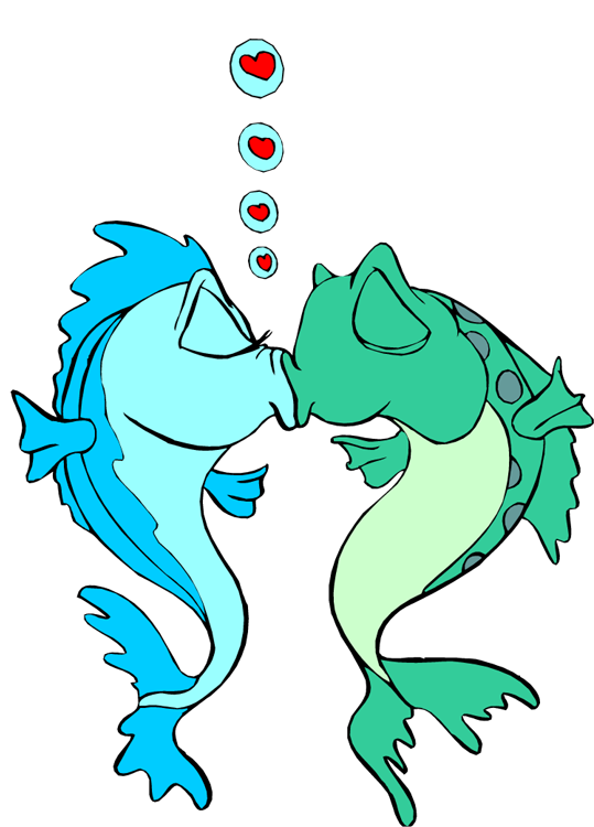 Transparent Kiss Kissing Gourami Fish Line Art Animal Figure for Valentines Day