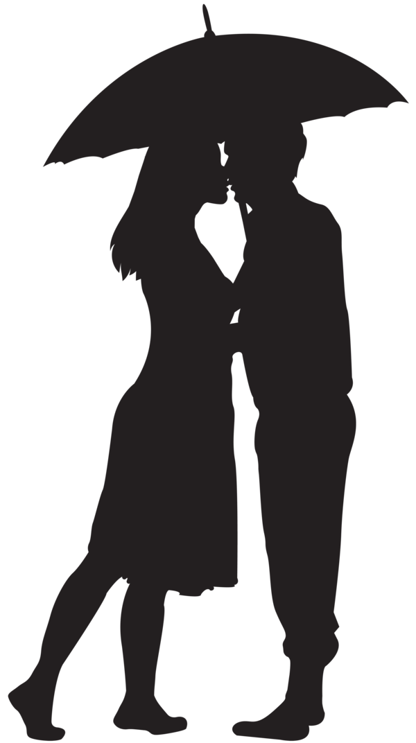 Transparent Silhouette Couple Kiss Standing for Valentines Day