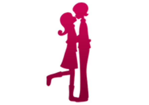 Transparent Silhouette Couple Kiss Pink Love for Valentines Day