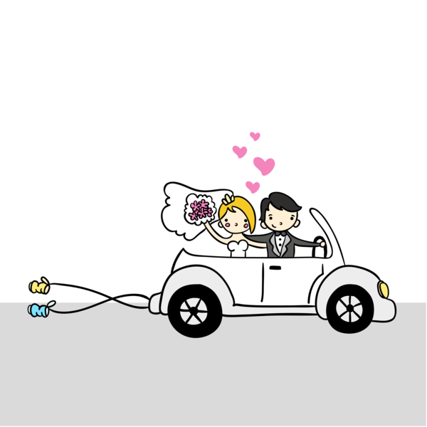 Transparent Cartoon Marriage Couple Area Car for Valentines Day