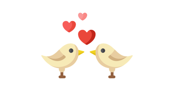 Transparent Love Kiss Pictogram Chicken Bird for Valentines Day