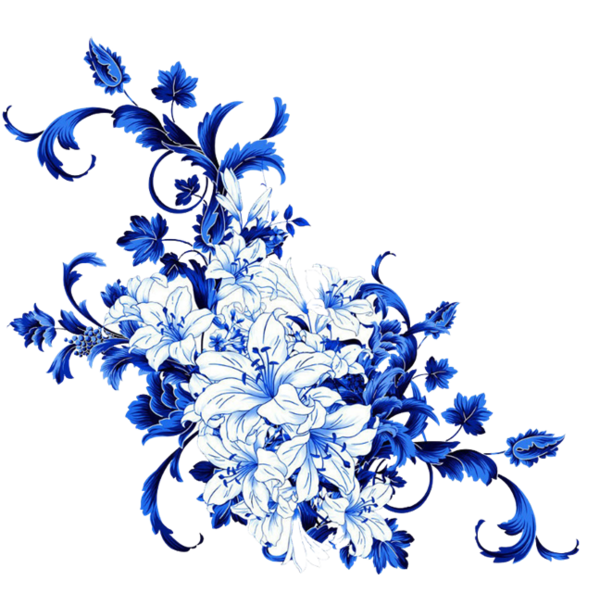 Transparent Floral Design Blue And White Porcelain Flower Blue for Valentines Day