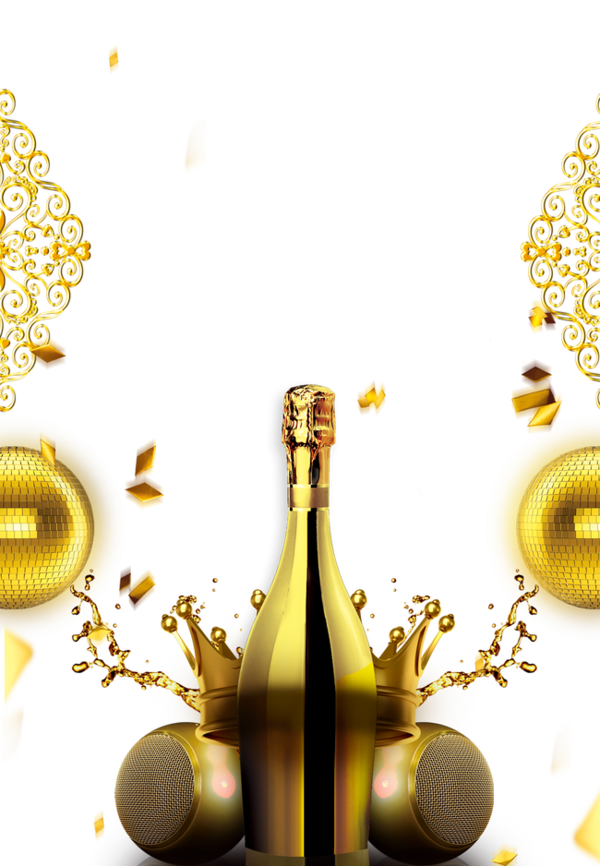 Transparent Champagne Gold Bottle Glass Bottle Yellow for New Year