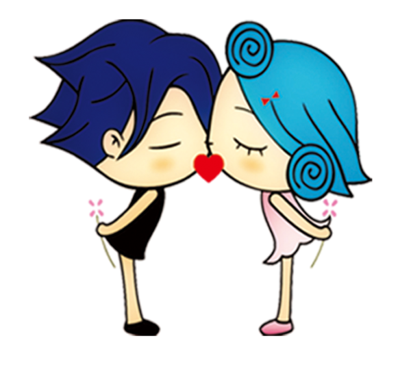 Transparent Cartoon Kiss Love Interaction for Valentines Day
