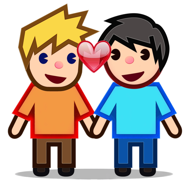 Transparent Emoji Girl Holding Hands Cartoon Interaction for Valentines Day