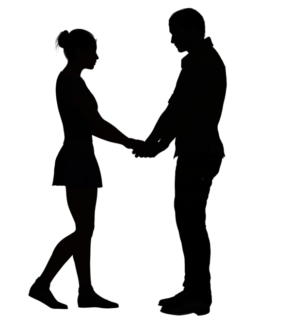 Transparent Silhouette Love Holding Hands Standing for Valentines Day