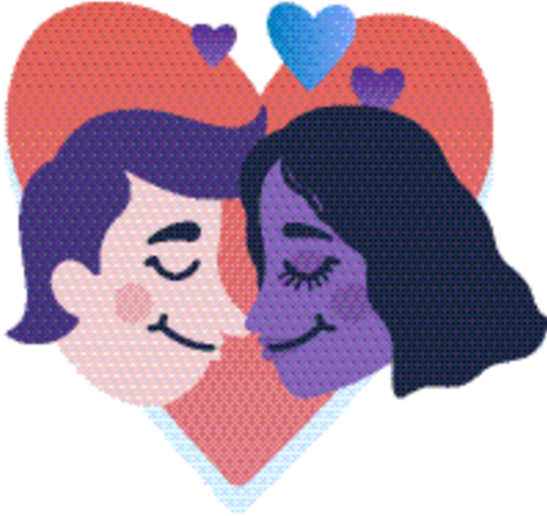 Transparent Heart Purple Cartoon Kiss for Valentines Day