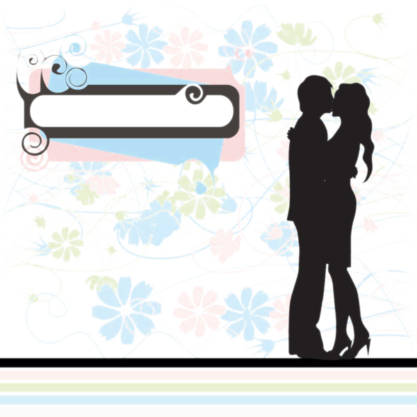 Transparent Silhouette Couple Kiss Blue Text for Valentines Day