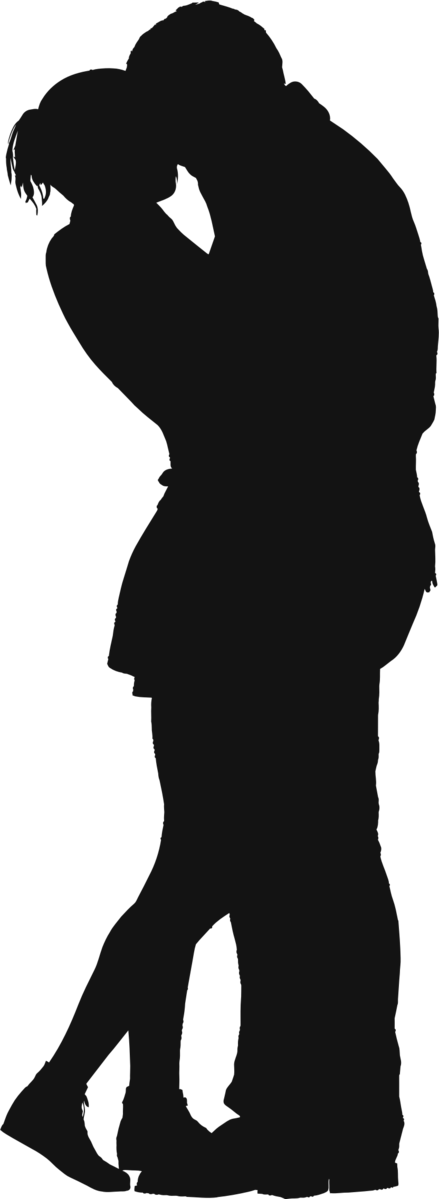 Transparent Silhouette Couple Drawing Black for Valentines Day