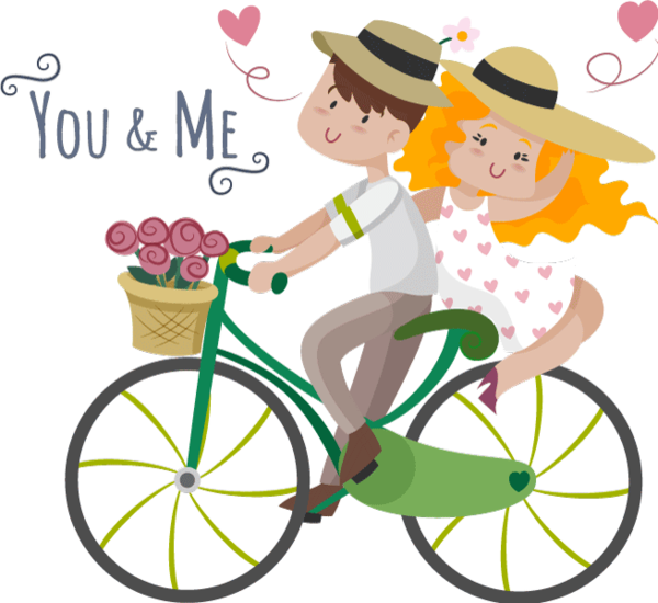 Transparent Couple Cycling Love Bicycle Yellow for Valentines Day