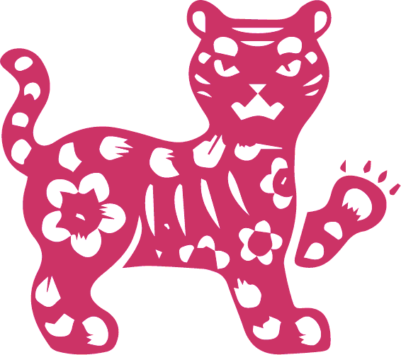 Transparent Tiger Chinese Astrology Chinese Zodiac Pink Cat for New Year