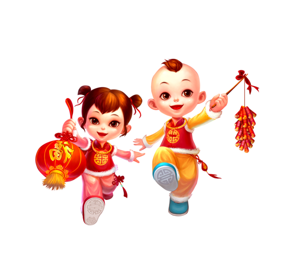 Transparent Child Firecracker Chinese New Year Heart Cartoon for New Year