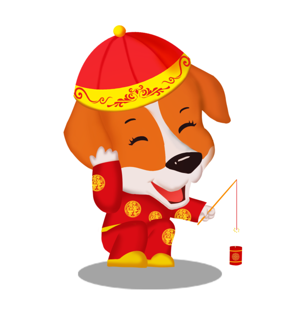 Transparent Chinese New Year Dog Red Envelope Cartoon Mascot for New Year