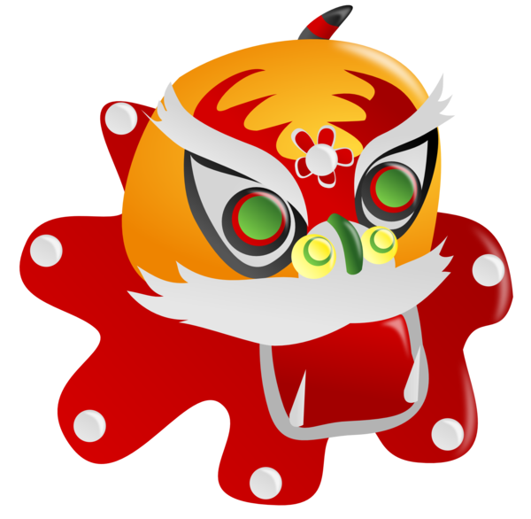 Transparent Chinese New Year New Year Lion Dance Cartoon Line for New Year