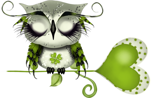 Transparent St Patrick's Day Green Owl Plant for Four Leaf Clover for St Patricks Day