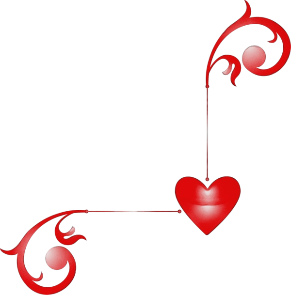 Transparent Heart Red Line for Valentines Day
