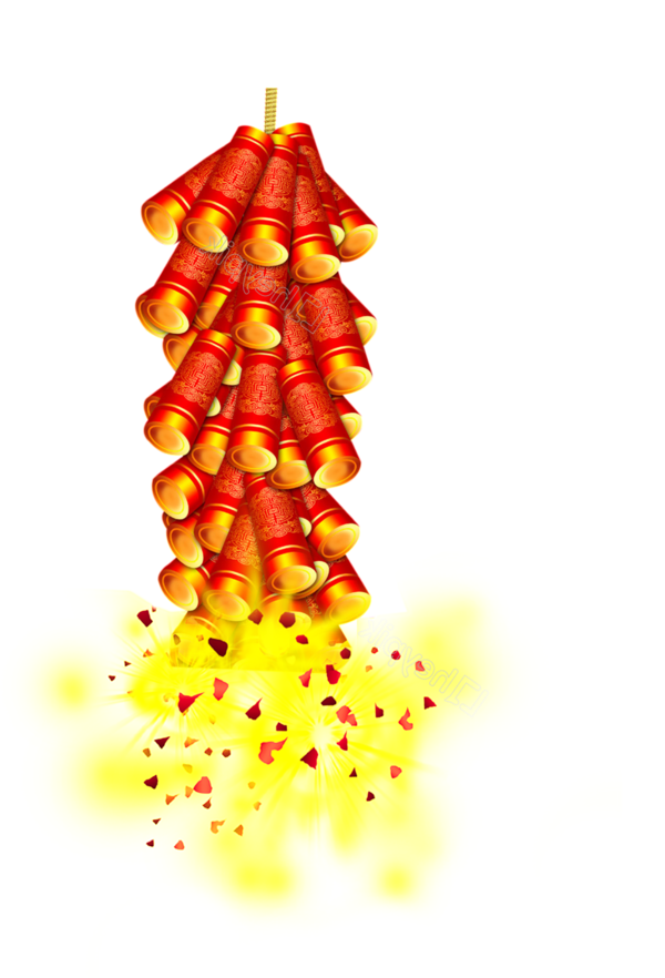 Transparent Firecracker New Year Chinese New Year Yellow Orange for New Year