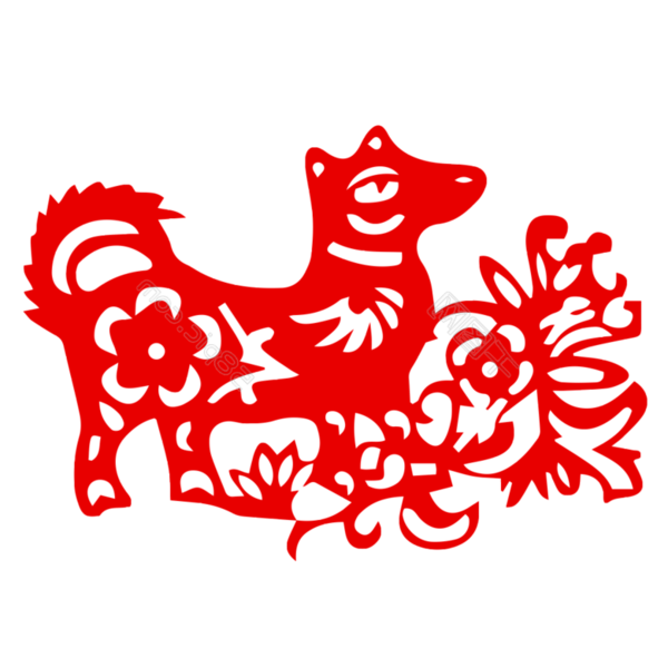 Transparent Chinese New Year Dog Chinese Zodiac Flower Area for New Year