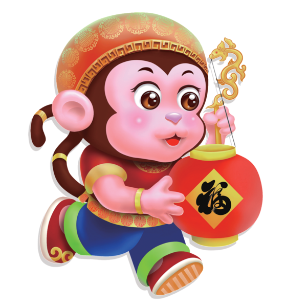 Transparent Monkey Chinese New Year Cartoon Stuffed Toy Toy for New Year