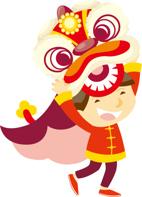 Transparent Lion Dance Chinese New Year Dragon Dance Food Cartoon for New Year