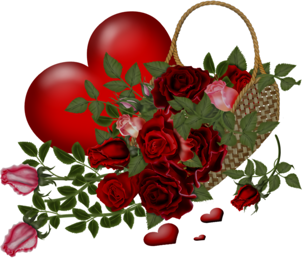 Transparent Valentine's Day Red Heart Flower for Valentine Heart for Valentines Day