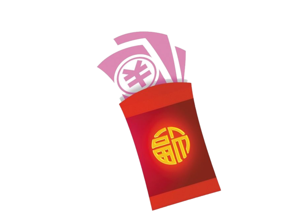 Transparent Red Envelope Chinese New Year Cartoon Logo for New Year