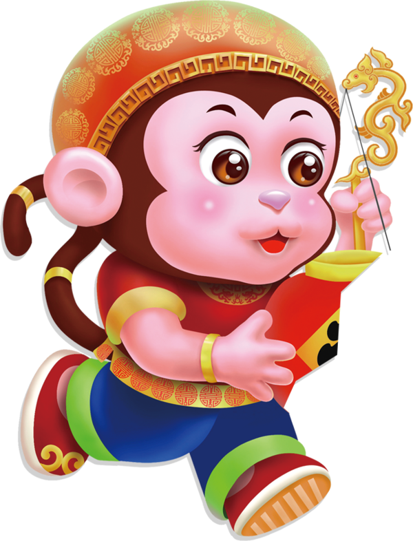 Transparent Chinese New Year Monkey Chinese Zodiac Toy Stuffed Toy for New Year