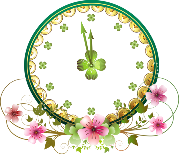 Transparent St Patrick's Day Floral design Plant Circle for Four Leaf Clover for St Patricks Day