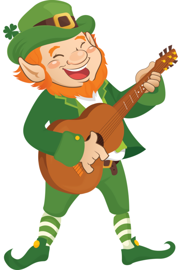 Transparent St Patrick's Day Cartoon Guitarist Leprechaun for Leprechaun for St Patricks Day