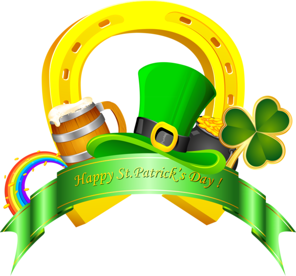 Transparent St Patrick's Day Green Yellow Audio equipment for St Patrick's Day Horseshoe for St Patricks Day