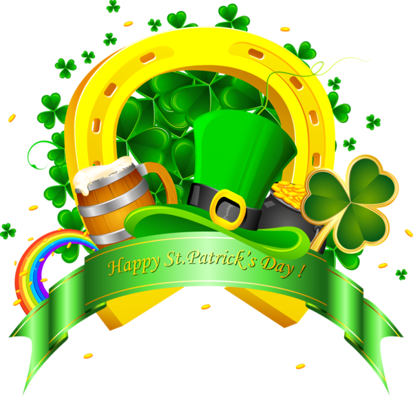 Transparent St Patrick's Day Green Symbol Plant for St Patrick's Day Horseshoe for St Patricks Day