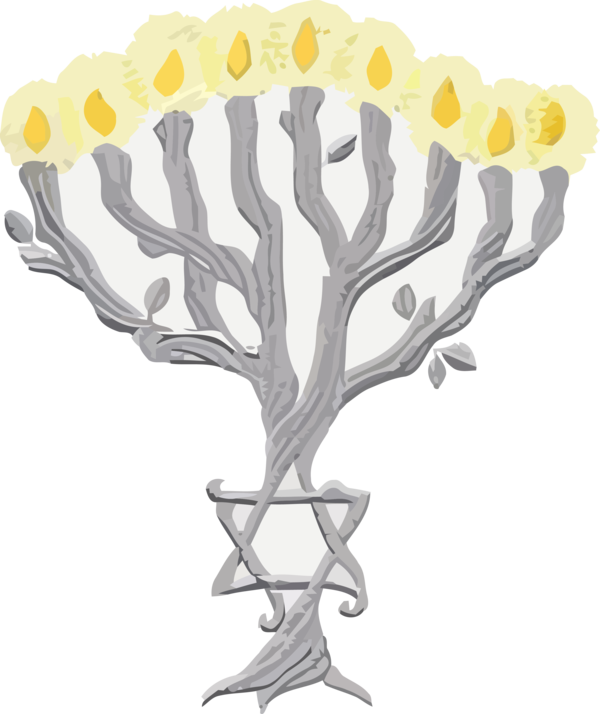 Transparent Hanukkah Yellow Tree Branch for Hanukkah Candle for Hanukkah