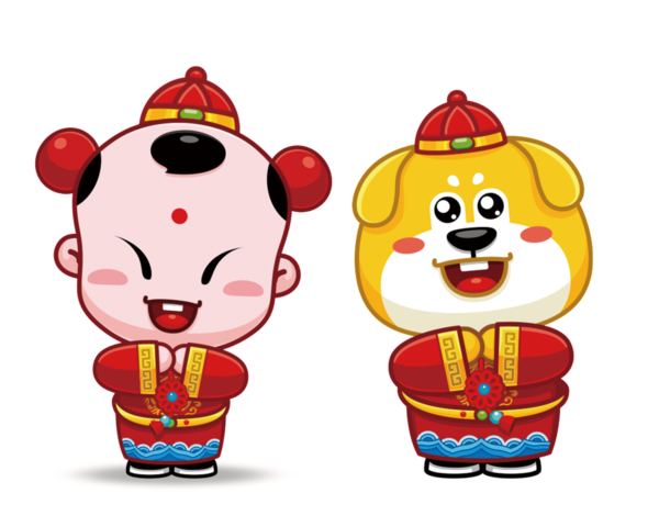 Transparent Bainian Dog Chinese New Year Cartoon Clown for New Year