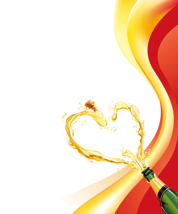 Transparent Champagne Wine Fizz Heart Pattern for New Year