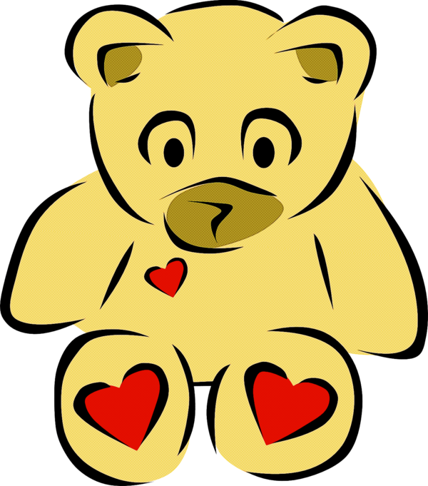 Transparent Yellow Teddy Bear Cartoon for Valentines Day