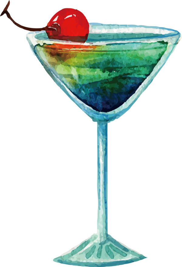 Transparent Blue Hawaii Martini Cocktail Non Alcoholic Beverage Champagne Stemware for New Year