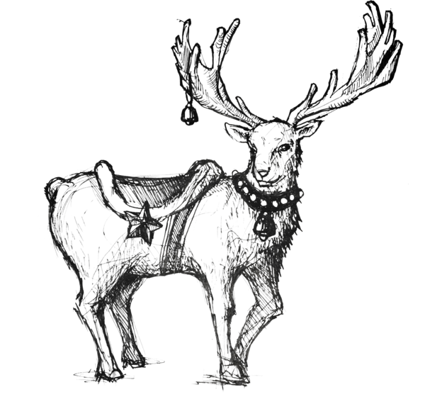 Transparent Reindeer Rudolph Deer Line Art Wildlife for Christmas