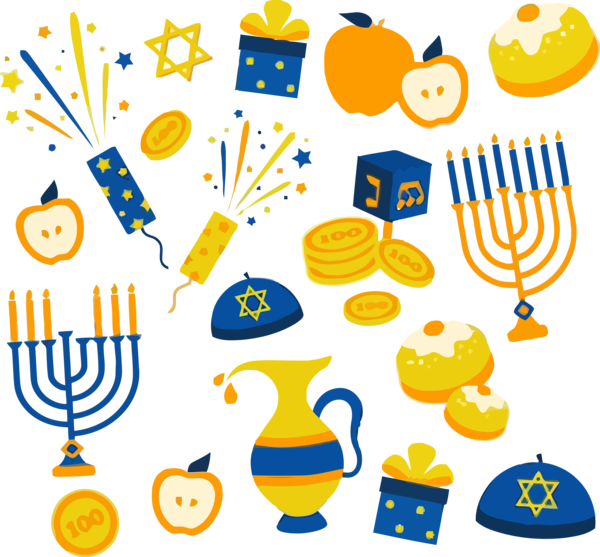 Transparent Hanukkah Yellow Design Celebrating for Happy Hanukkah for Hanukkah