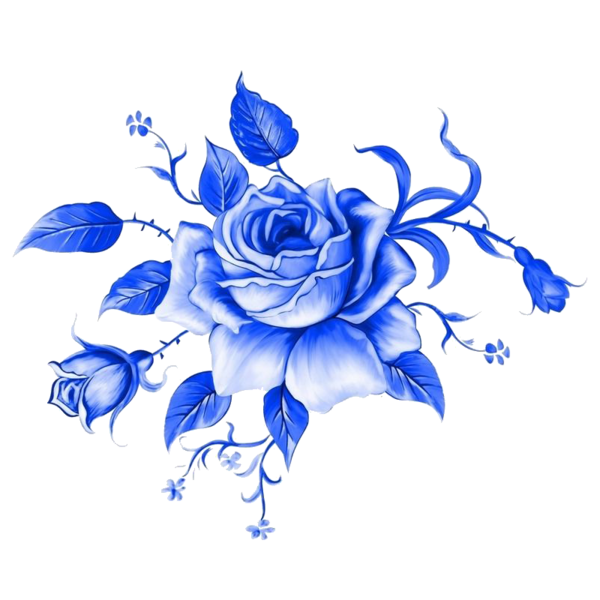 Transparent Blue Rose Drawing Blue Plant for Valentines Day
