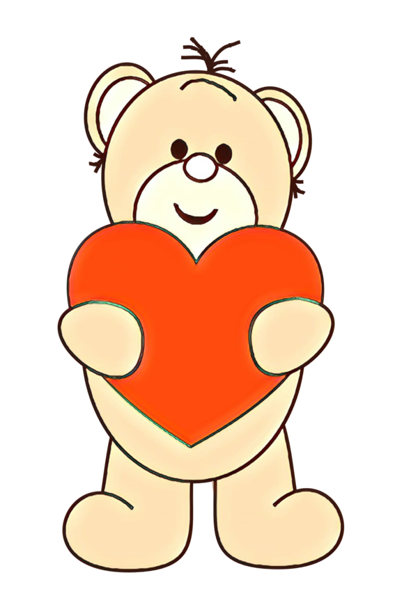Transparent Cartoon Teddy Bear Pleased for Valentines Day