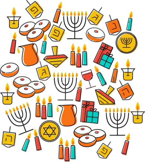 Transparent Hanukkah Orange Design Line for Happy Hanukkah for Hanukkah